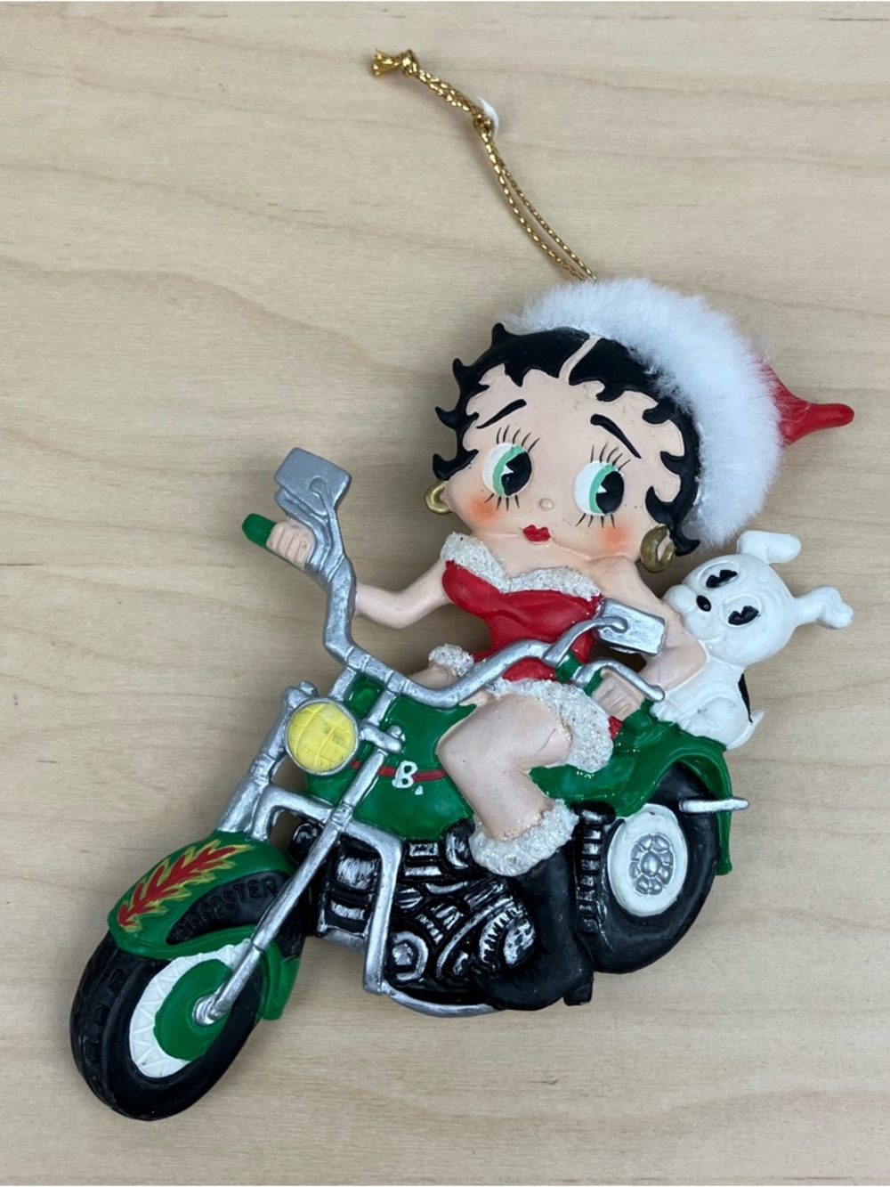 Betty Boop Christmas Ornament Betty & Pudgy on Motorcycle 1999 KFS TM Hearst